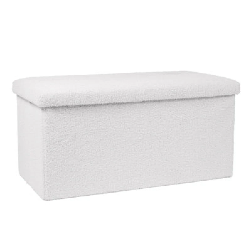 Image of OHS OHS Ottoman Boucle Storage Box Footstool Space Saving in White White One Size Unisex 5027434177981