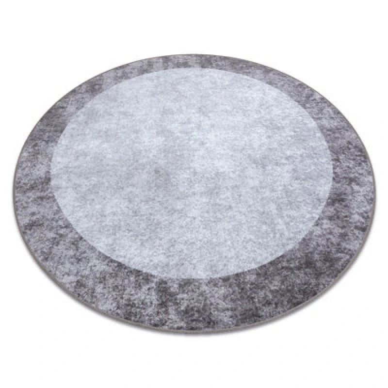 Image of RugsX Miro 51648.803 Circle Washing Carpet Marble Anti Slip - Dark Grey Circle 80 Cm