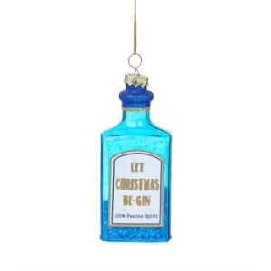 Image of Blue Gin Bottle Shaped Bauble