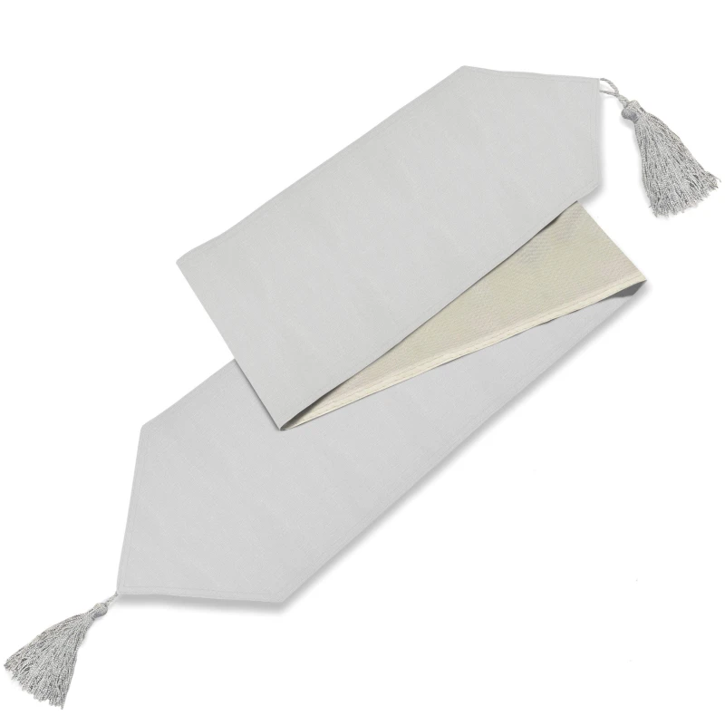 Image of Alan Symonds Durable Easy-Care Fade-Resistant Linen-Look Table Silver unisex 33x180cm