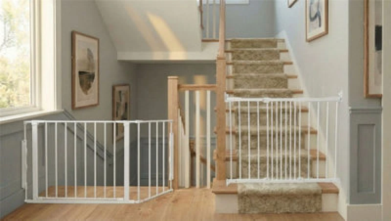 Image of Safetots Solution For Up And Down Staircases, White, Multi Panels, Up To 128Cm, And, Screw Fit Gate, 67Cm - 105.5Cm