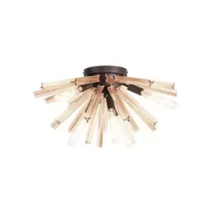 Image of Luminosa 6 Light E14, Semi Flush Brown Oxide , Champagne Gold Glass