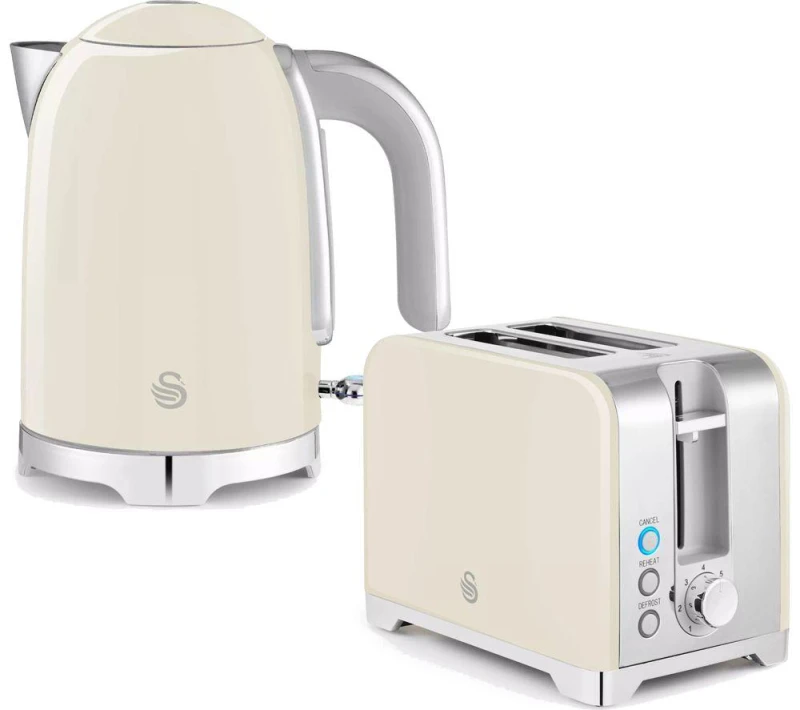 Image of Swan Solace 2-Slice Toaster & Cordless Jug Kettle Bundle - Cream 5055322570866