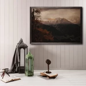 Image of Mountain Multicolor Decorative Framed Wooden Painting
