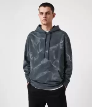 Image of AllSaints Mens Cruz Pullover Hoodie, Washed Black, Size: M