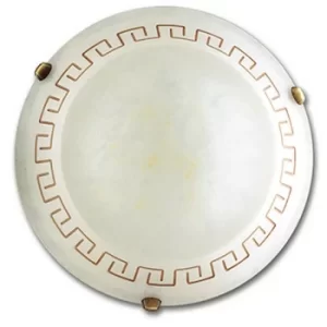 Image of Fan Europe TRECENTO 2 Light Patterned Glass Flush Ceiling Light Amber 40cm