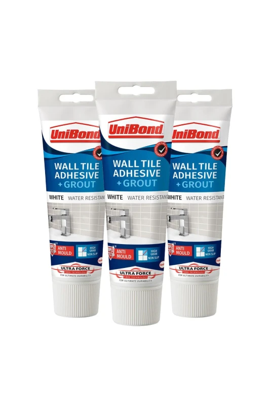 Image of Unibond Anti Mould 2 In 1 Wall Tile Adhesive&grout For Easy Tiling 300G, 3 Pack