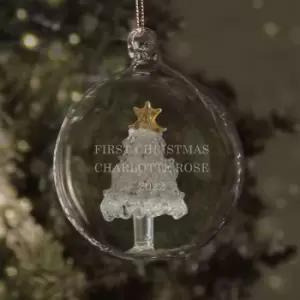 Image of Personalised Glass Christmas Tree Bauble, Multi