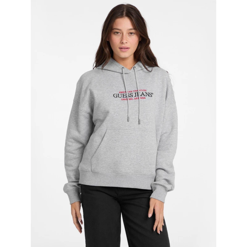 Image of Guess Womens American Pull Over Hoodie Grey Heather female 8 (XS)