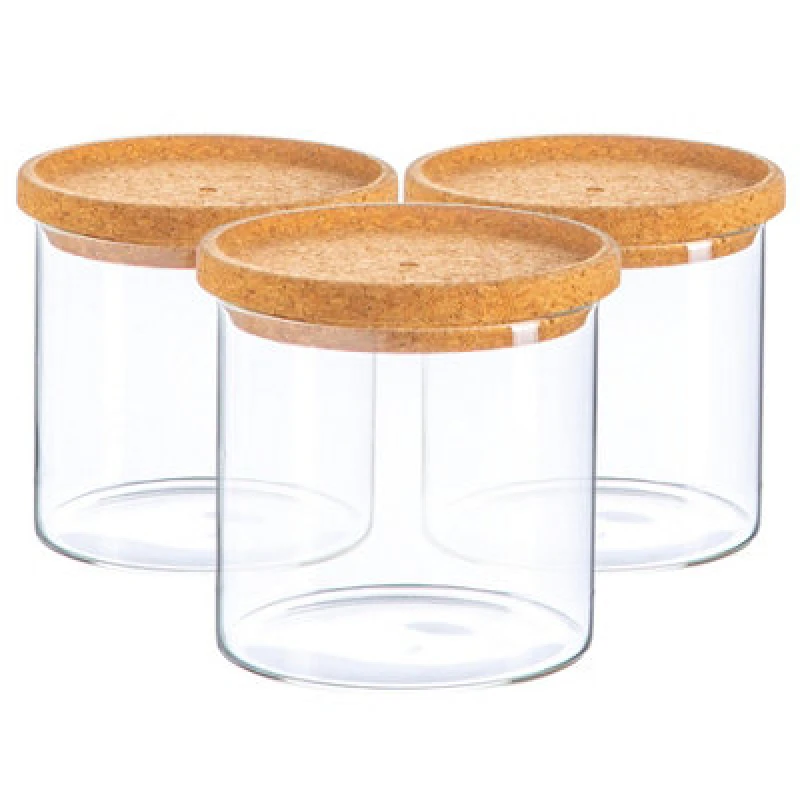 Image of Argon Tableware Scandi Storage Jar with Cork Lids 550ml Pack of 3 Clear