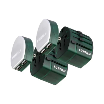 Image of Fujifilm WorldTrip Dual USB Charger and Travel Adapter - Green, Twin Pack