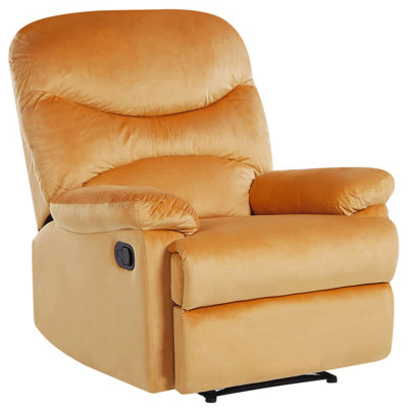 Image of Beliani Recliner Chair Eslov Velvet Mustard