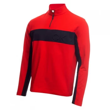 Image of Calvin Klein Golf Logo Zip Top - Red/Navy