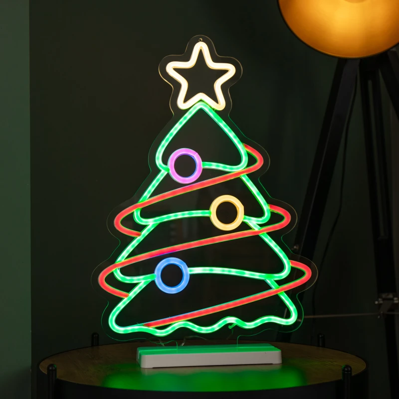 Image of 45cm Light up Neon Effect Christmas Tree with Base in Multi-Coloured