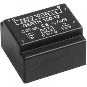 Image of PCB mount transformer 1 x 230 V 2 x 7.5 V AC 0.35 VA 23 mA