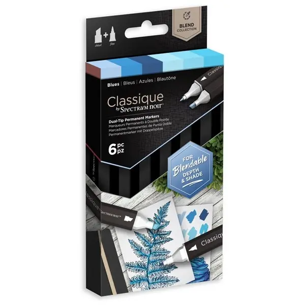 Image of Spectrum Noir Classique Bend Marker Pen Set Blues Set of 6
