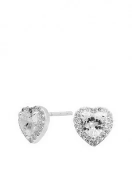 Image of Simply Silver Sterling Silver Cubic Zirconia Halo Heart Stud Earrings