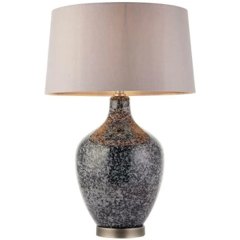 Image of Endon Ilsa - 1 Light Table Light Grey Black Painted Glass & Matt Nickel Plate, E27