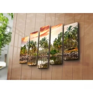 Image of 5PAT-30 Multicolor Decorative Canvas Painting (5 Pieces)