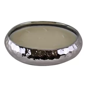 Image of Silver Ceramic Bowl With 7 Wick Sandalwood Fragranced Candle