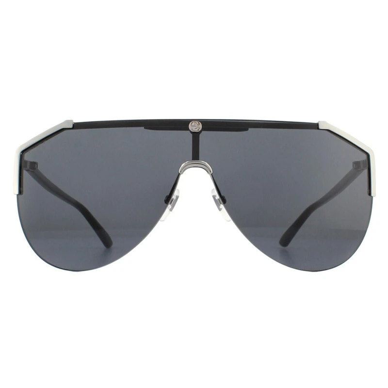 Image of Gucci Shield Ruthenium and Black Grey Sunglasses Grey