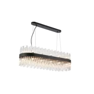Image of Lysander 24 Light G9, Ceiling Pendant Oblong, Satin Black, Clear Item Weight: 22.65kg
