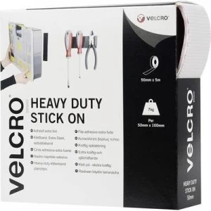 Image of VELCRO VEL-EC60244 Hook-and-loop tape stick-on Hook and loop pad, Heavy duty (L x W) 5000 mm x 50 mm White 5 m