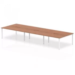 Image of B2B White Frame Bench Desk 1600 Walnut (6 Pod)