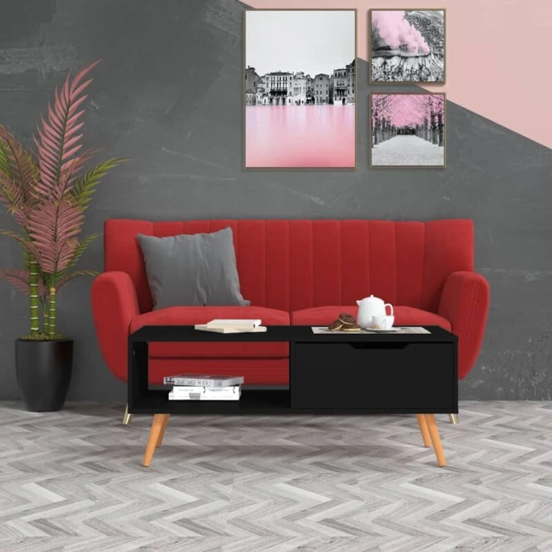 Image of VIDAXL Coffee Table Black 100x49.5x43cm Engineered Wood Vidaxl 8720286343852