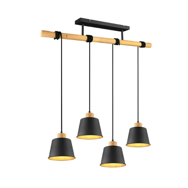 Image of Harris Vintage 4 Light Bar Pendant Ceiling Light Black Matt
