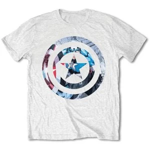 Image of Marvel Comics - Captain America Knock-out Unisex Medium T-Shirt - White