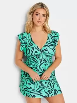Image of Yours Animal Angel Sleeve Swimdress, Green, Size 22, Women