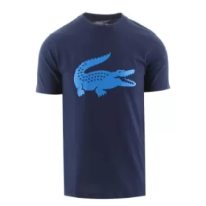 Image of Lacoste Kids Navy Tennis Technical Jersey Oversized Crocodile T-Shirt