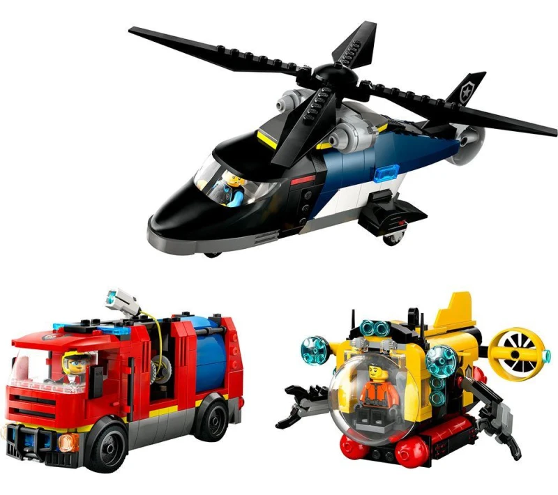 Image of LEGO LEGO City Helicopter, Fire Engine & Submarine Remix 60462