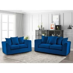 Image of Mirana Modern Plush Velvet 3 Plus 2 Sofa Set - Blue - Blue