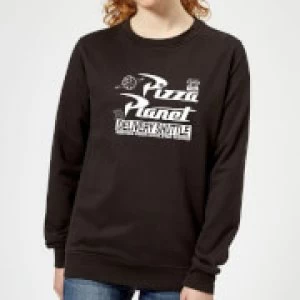 Image of Toy Story Pizza Planet Logo Womens Sweatshirt - Black - M