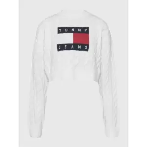 Image of Tommy Jeans Tjw Bxy Center Flag Sweater - Cream
