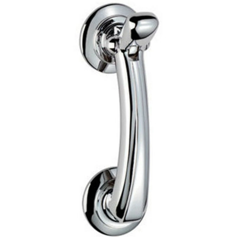 Image of Loops Victorian Bow Door Knocker on Rose 95mm Fixing Centres Polished Chrome Multi
