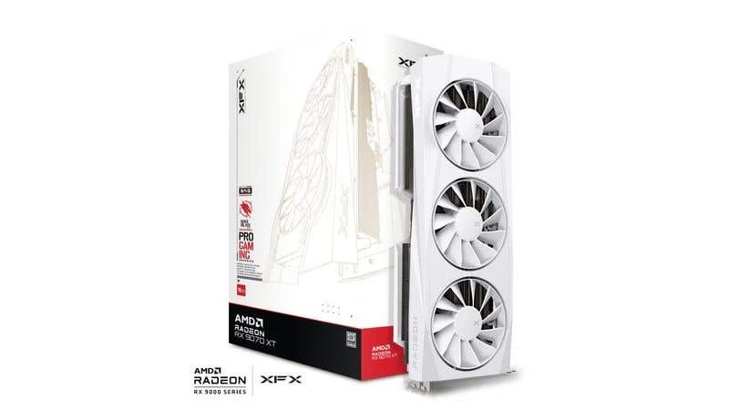 Image of XFX Quicksilver AMD Radeon RX 9070 XT White 16GB GDDR6 Gaming Graphics Card - RX-97TQICKW9