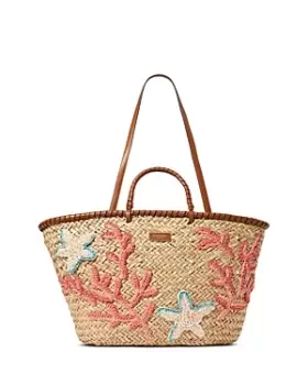 Image of kate spade new york What the Shell Embellished Woven Straw Large Tote