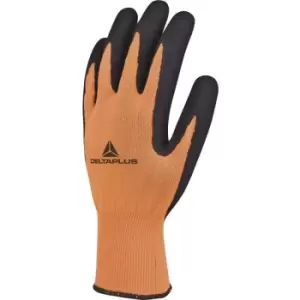 Image of Delta Plus APOLLON VV733 Polyester Safety Gloves with Latex Coating Orange - Size 8