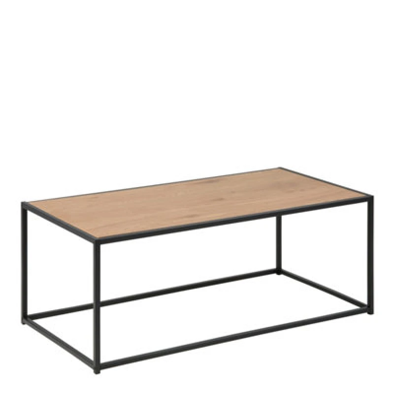Image of Furniture To Go Seaford Black Metal Coffee Table With Oak Top