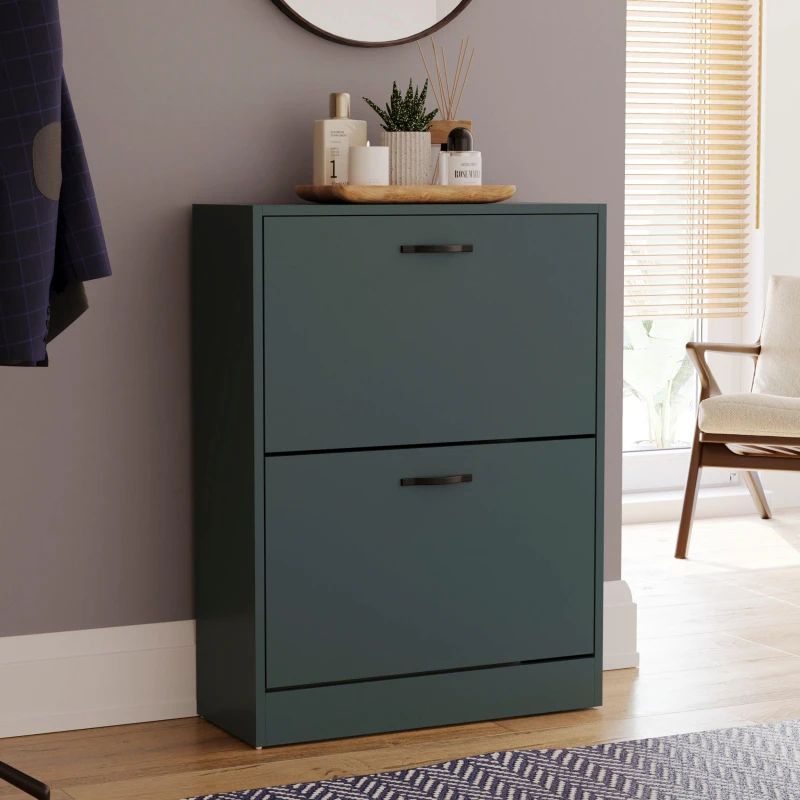 Image of Lassic Vida Designs 2 Drawer Shoe Cabinet Jasper Green unisex 2 Drawer