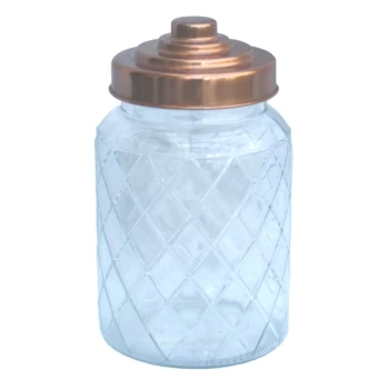 Image of Round Glass Jar With Copper Lid - 7 Inch