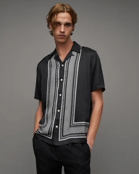 Image of AllSaints Orizabo Bandana Print Relaxed Fit Shirt