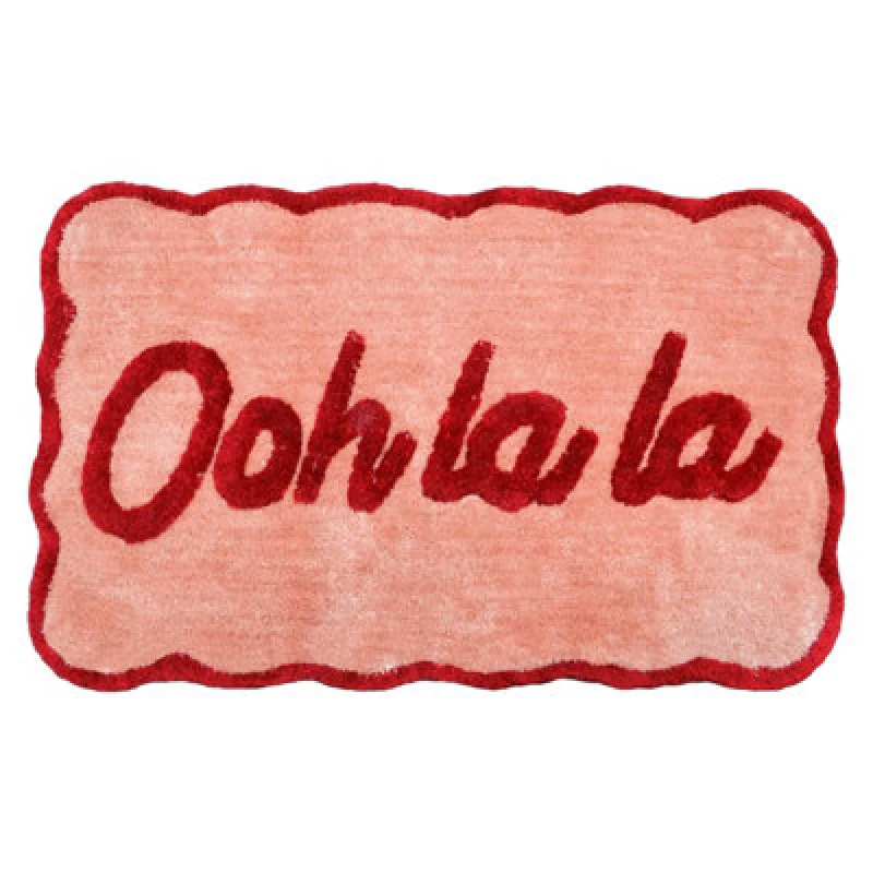 Image of Allure Bath Fashions Ooh La La Scalloped Slogan Bath Mat (Red)