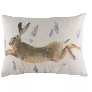 Image of Evans Lichfield Leaping Hare Cushion Cover (One Size) (Lavender Purple/Brown/Off White)