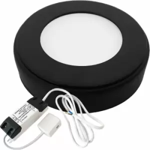 Image of Loops - 1x matt Black Round Surface or Flush Under Cabinet Kitchen Light & Driver Kit - Natural White led