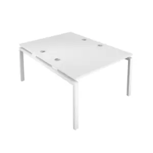 Image of Telescopic Sliding 6 Person White Bench with Cable Port - 1200 X 800 - White Frame