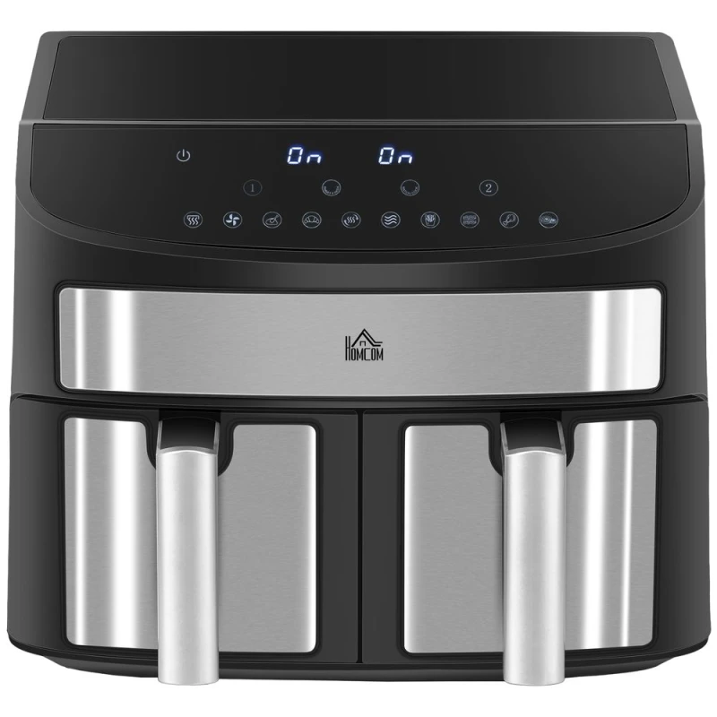 Image of HOMCOM Homcom - Oil Free Dual Air Fryer 10-in-1 8L w/ Sync Cook & Sync Finish Timer 2400W 5056725350758